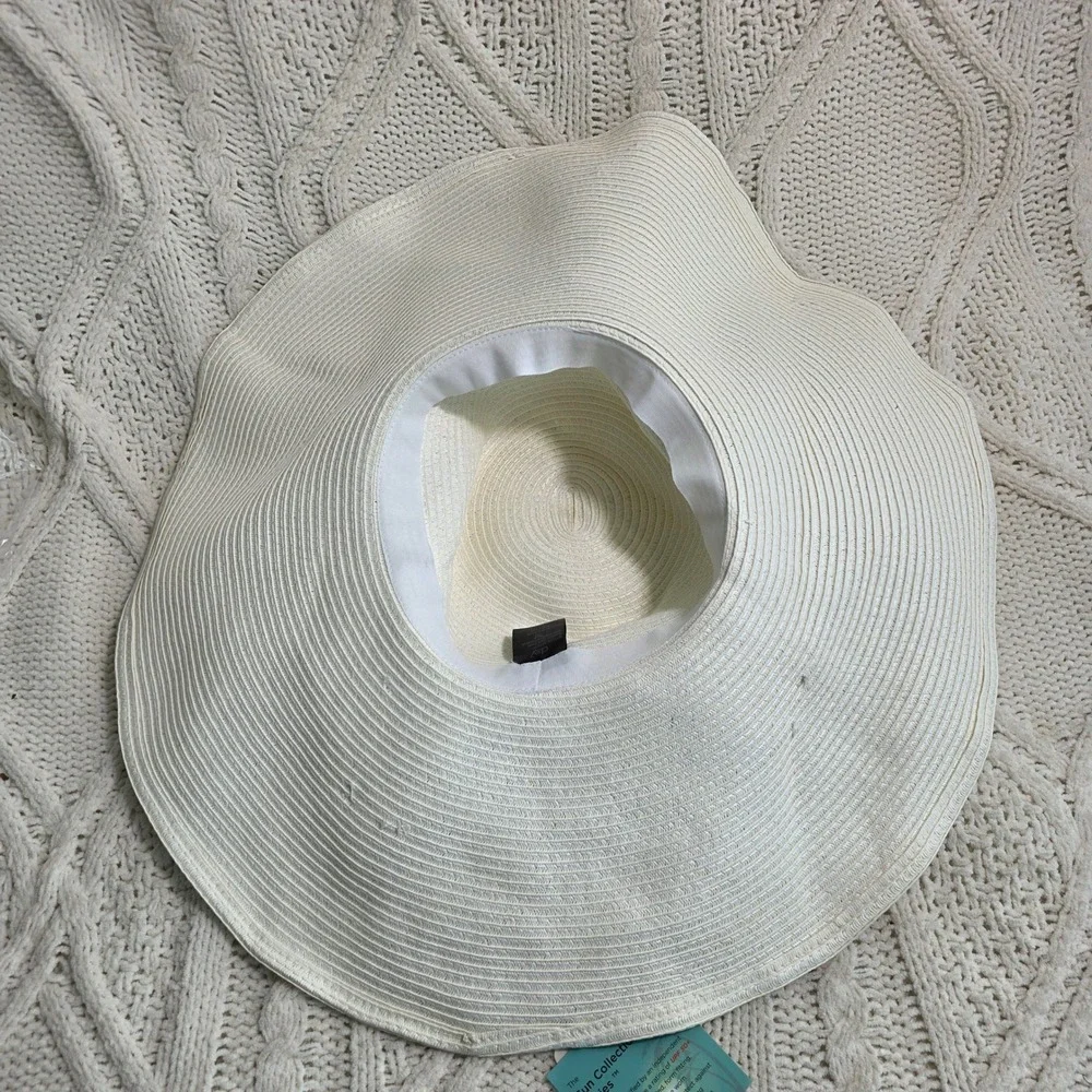 David & Young‎ Sun Hat White EXTRA Wide Brim Bow FLOPPY UPF 50+  Women OSFM New